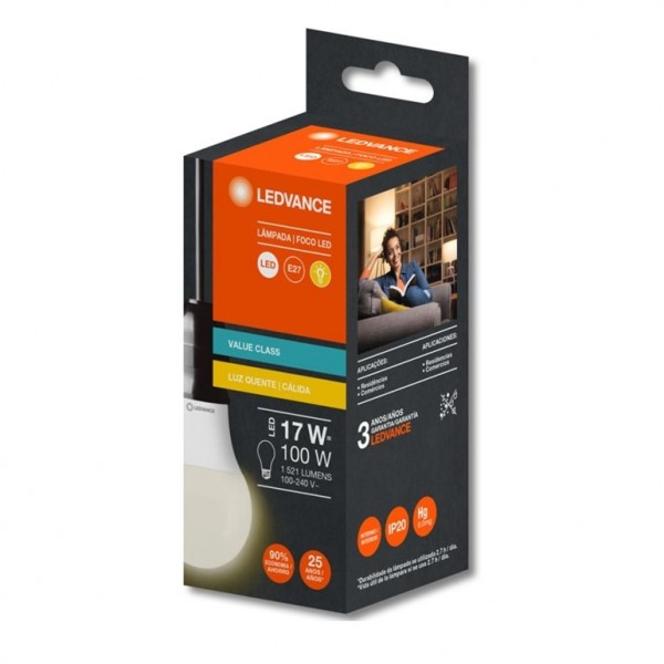 Lâmpada LED CLA100 17W 3000K BIV - Ledvance